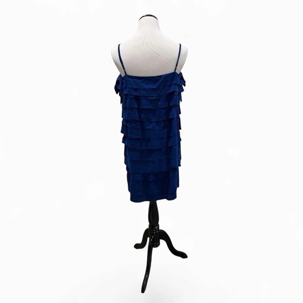 Ann Taylor Loft Blue 100% Silk Dress Stretch Raw Edges Flapper New With Tags - Picture 3 of 8